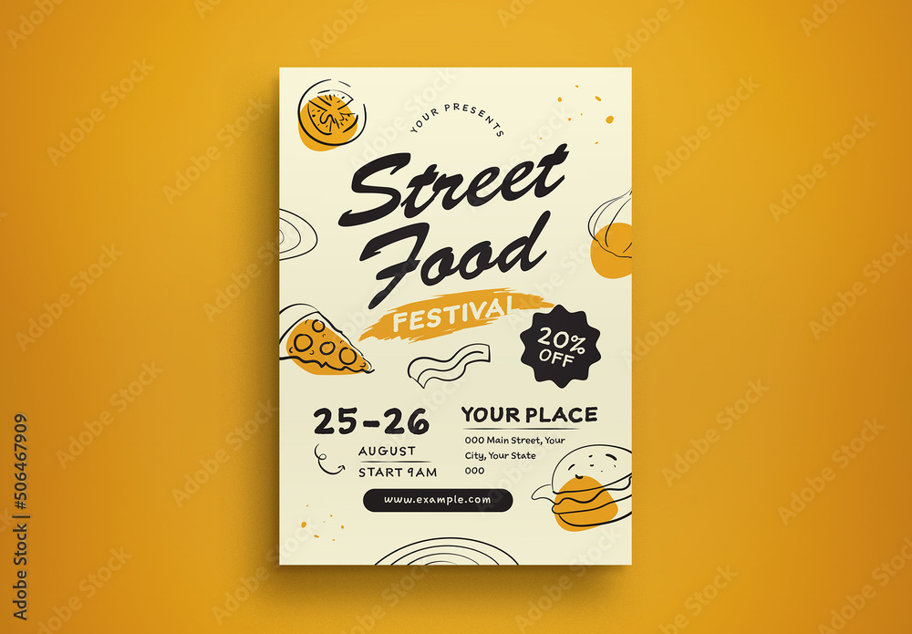 Street Food Festival Flyer Layout Stock Template | Adobe Stock