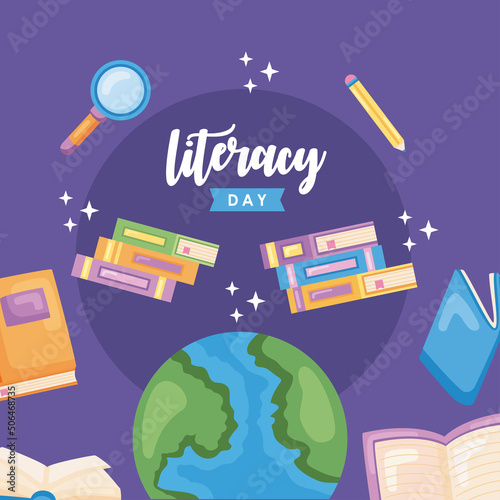 literacy day lettering poster