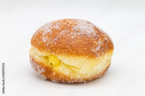 Stuffed Key Lime Filling Donut on a White Background