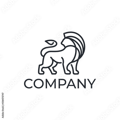 luxury lion with line art style business logo design