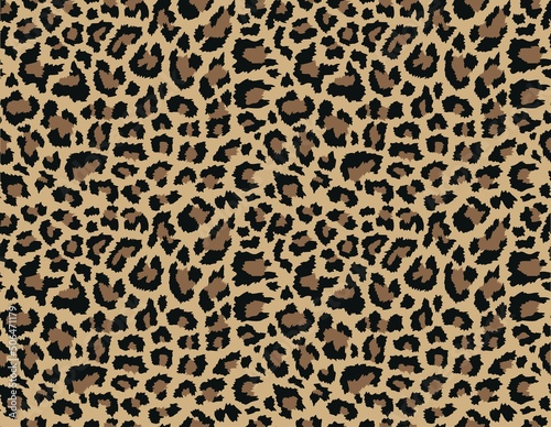 Leopard print, seamless vector pattern, jaguar texture, jungle background