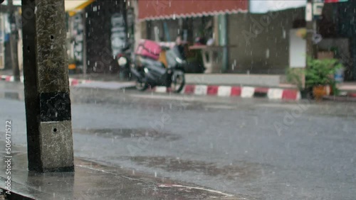 Wallpaper Mural 4k video POV to the local road in Phuket city while heavy raining in rainy season Torontodigital.ca