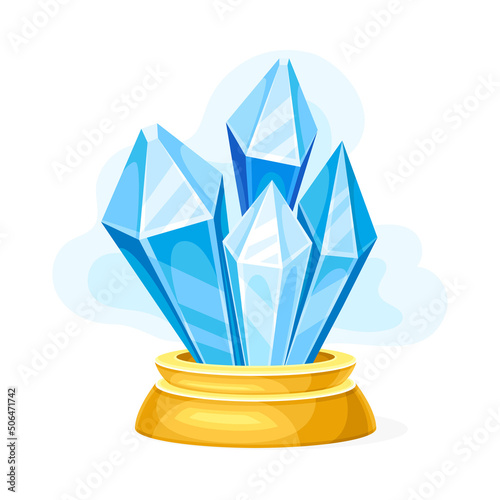 Blue Crystal as Magical Object and Witchcraft Item Vector Illustration