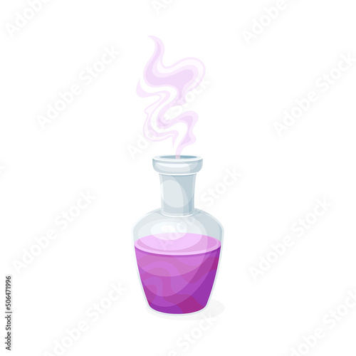 Glass Jar with Purple Potion as Magical Object and Witchcraft Item Vector Illustration