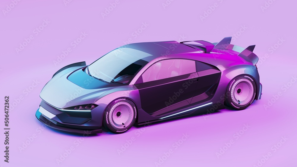 3D rendering of a brand-less generic concept car	