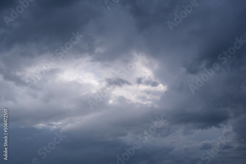 Dramatic stormy dark and light clouds before rain, blue sky white clouds as background pattern wallpaper