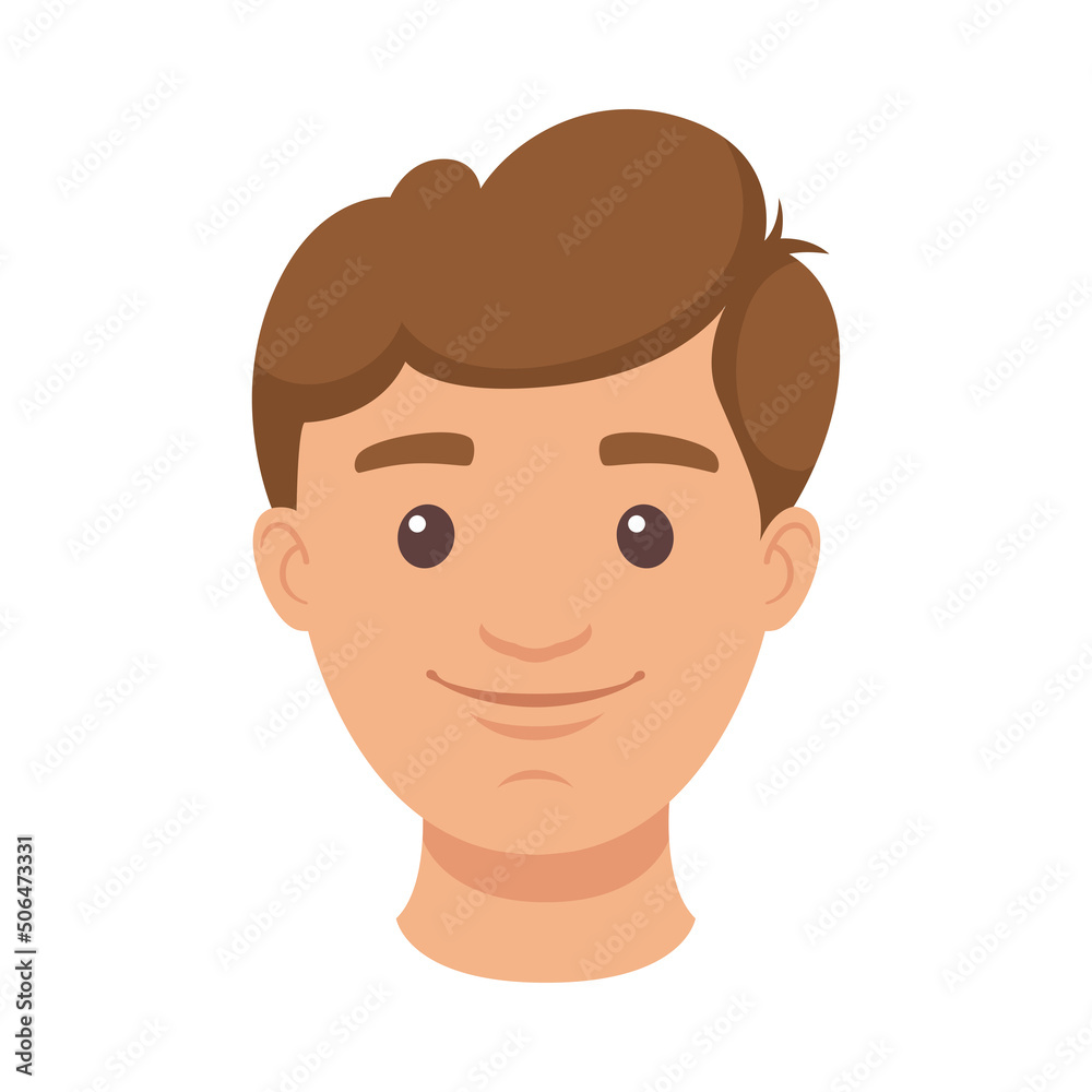 Handsome Brunet Man Character Smiling Face Demonstrating Emotion Vector Illustration Handsome Brunet Man Character Smiling Face Demonstrating Emotion Vector Illustration