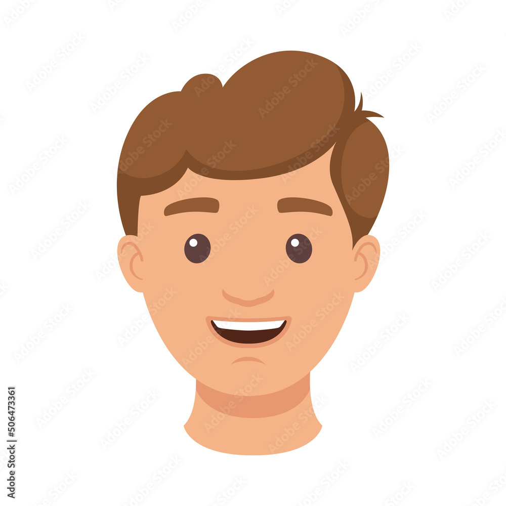 Handsome Brunet Man Character Laughing Face Demonstrating Emotion Vector Illustration