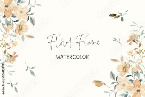 Watercolor yellow floral frame background