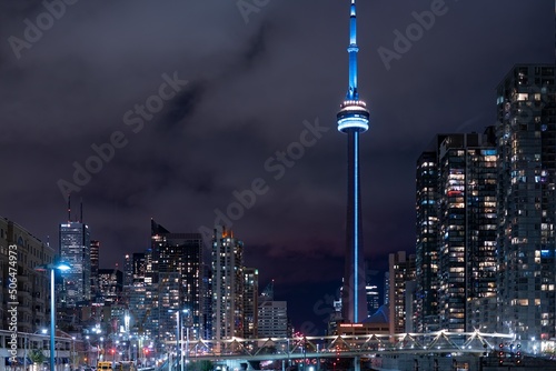 The financial district of Toronto Canada at night photo