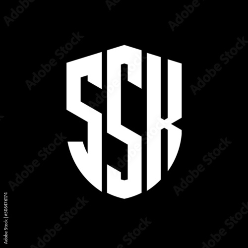 SSK letter logo design. SSK modern letter logo with black background. SSK creative  letter logo. simple and modern letter logo. vector logo modern alphabet font overlap style. Initial letters SSK  photo