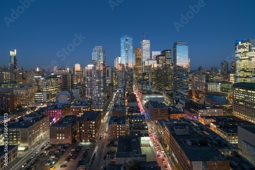 The financial district of Toronto Canada at dusk