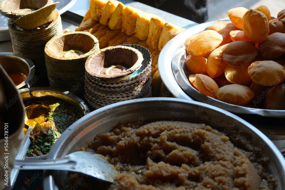 indian street food Halwa Kachori Stock Photo Adobe Stock