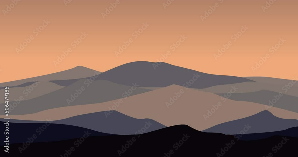 parallax animation of views of mountains and hills