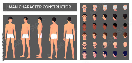 Man wearing Boxers Character Creation with Various Races and and Ethnicities, for Anatomy, mockups and summer body Illustration