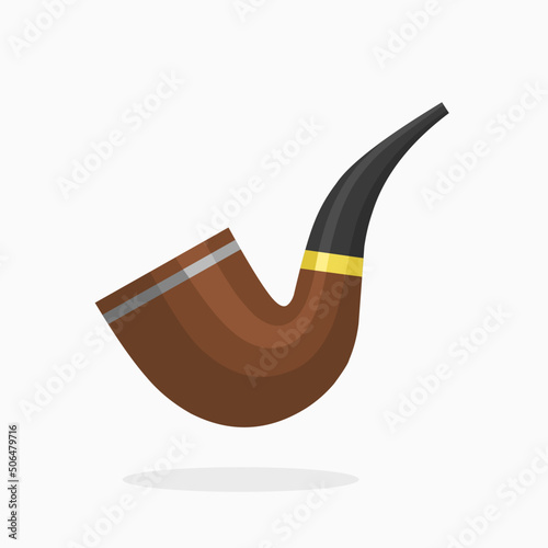 wooden tobacco pipe flat vector illustration with simple design