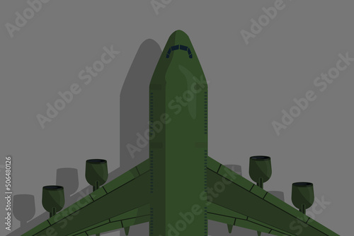 cargo military aircraft of green color on the ground at the airport
