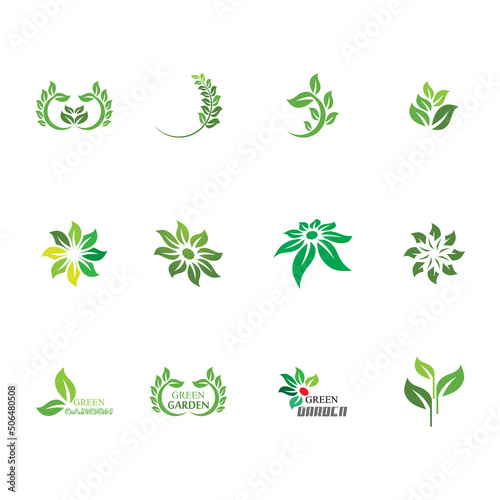 Logos of green Tree leaf ecology nature element vector