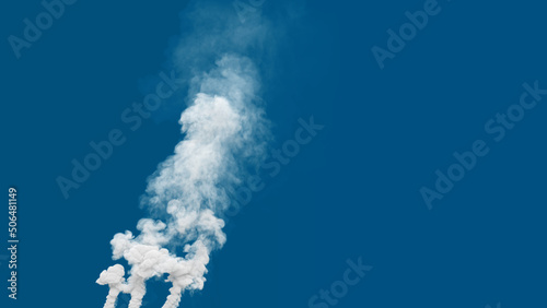 white heavy carbon smoke column exhaust from factory, isolated - industrial 3D rendering