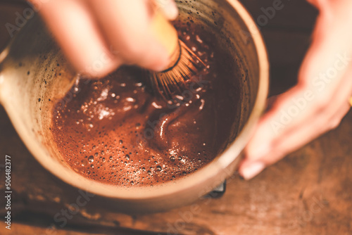 professional barista making...