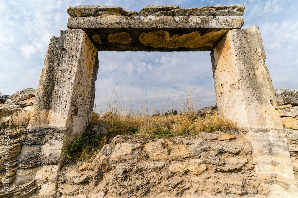 A stone window in the ruins of the ancient city of hierapolis
