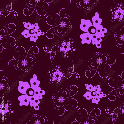 Vector seamless stylish floral pattern in pink burgundy colors for fabric design  women s clothing  silk scarves