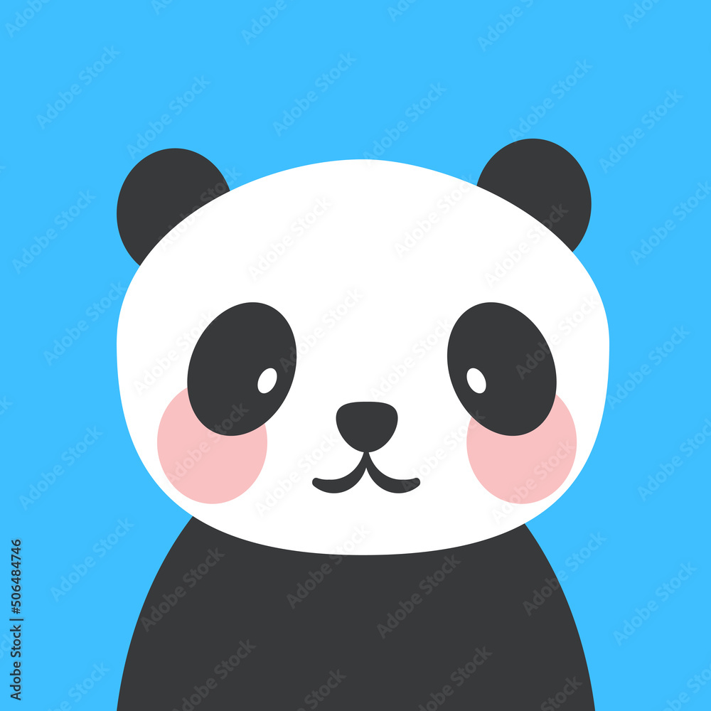 Fototapeta premium Panda print, jpeg image illustration jpg baby shower card. hello panda cartoon illustration, greeting card, kids cards for birthday poster or banner, doodle invitation 