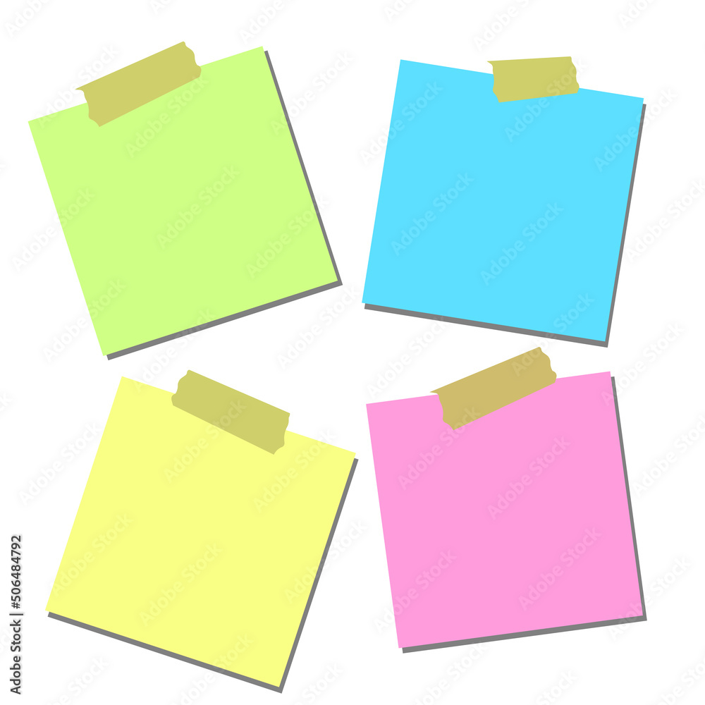 Realistic sticky notes isolated with real shadow on white background. Square sticky paper reminders with shadows, paper page mock up.jpeg image illustration jpg 

