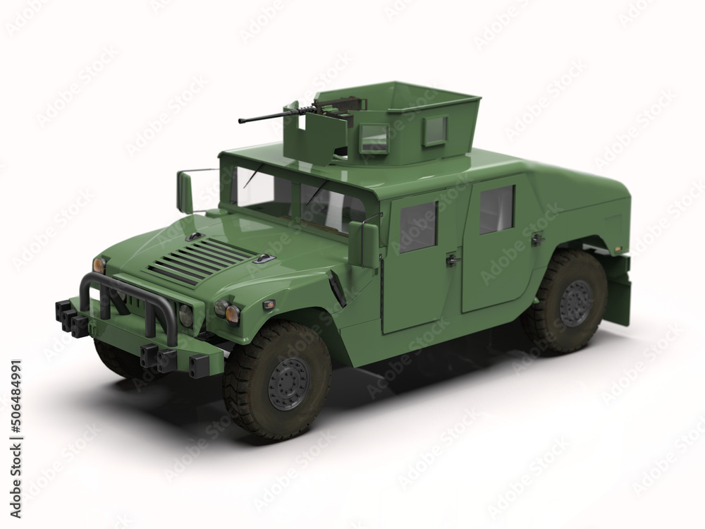 Obraz premium High Mobility Multipurpose Wheeled Vehicle&nbsp;Isolated&nbsp;on White