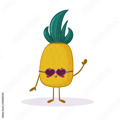 kawaii pineapple character summer sticker
