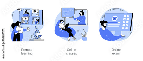 Distance educational process isolated cartoon vector illustrations se