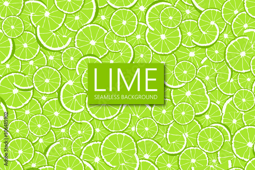 Bright seamless citrus fruit pattern - hand drawn design. Repeatable green background with limes. Vibrant summer endless print. Vector illustration