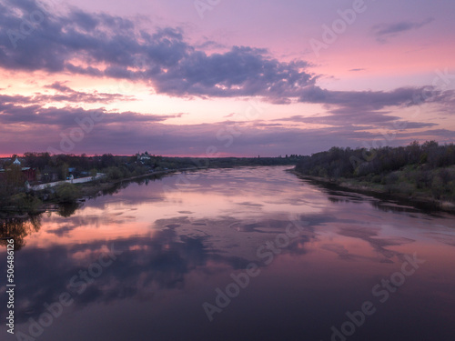 sunset over the river