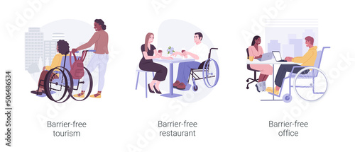 Barrier-free environment isolated cartoon vector illustrations set.