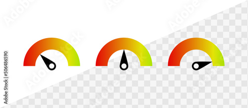 Feedback Speedometer slider icon sign with Satisfaction meter scale and arrow direction, tachometer level scale with rating frame - Speed indicator sign button - Fast speed signs