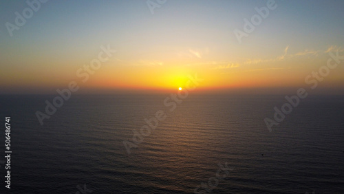 sunset over the sea , Taghazout Morocco , Drone Shot 
