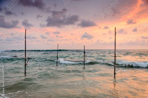Obraz na płótnie Sunset over the ocean in the south of Sri Lanka w salonie