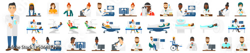 Medical procedures in hospital.