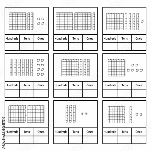 place value chart. one tens and hundreds