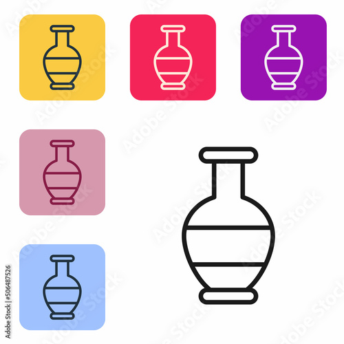 Black line Ancient amphorae icon isolated on white background. Set icons in color square buttons. Vector