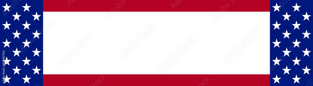 United States of America banner. American style banner. USA flag theme. Stars and stripes. Land of the free and the home of the brave. Star-spangled. United States of America banner. American style banner. USA flag theme. Stars and stripes. Land of the free and the home of the brave. Star-spangled.