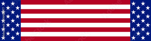 United States of America banner. American style banner. USA flag theme. Stars and stripes. Land of the free and the home of the brave. Star-spangled.