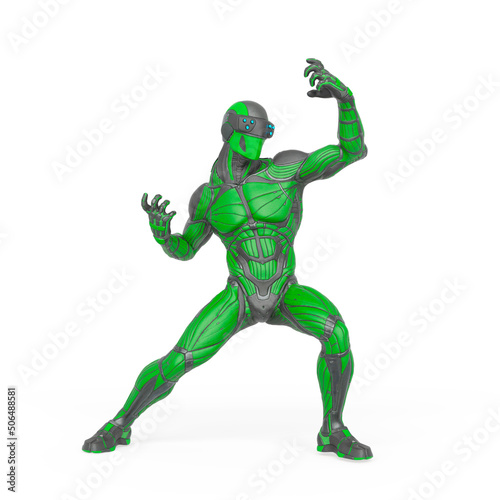 super hero in action on an exosuit