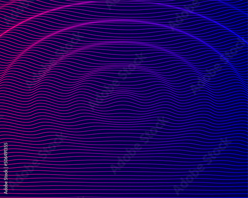 Vector 3D ripple effect abstract background. Futuristic technology design  with purple and blue gradient transition. 