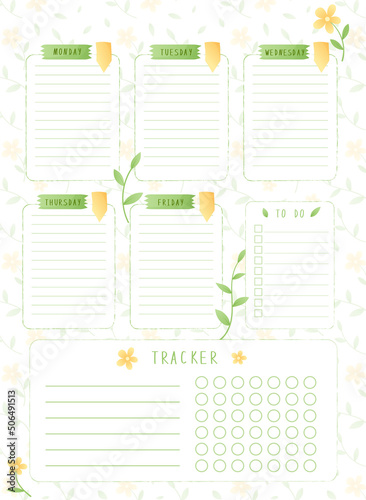 Weekly bullet journal plan. With to do list and habit tracker