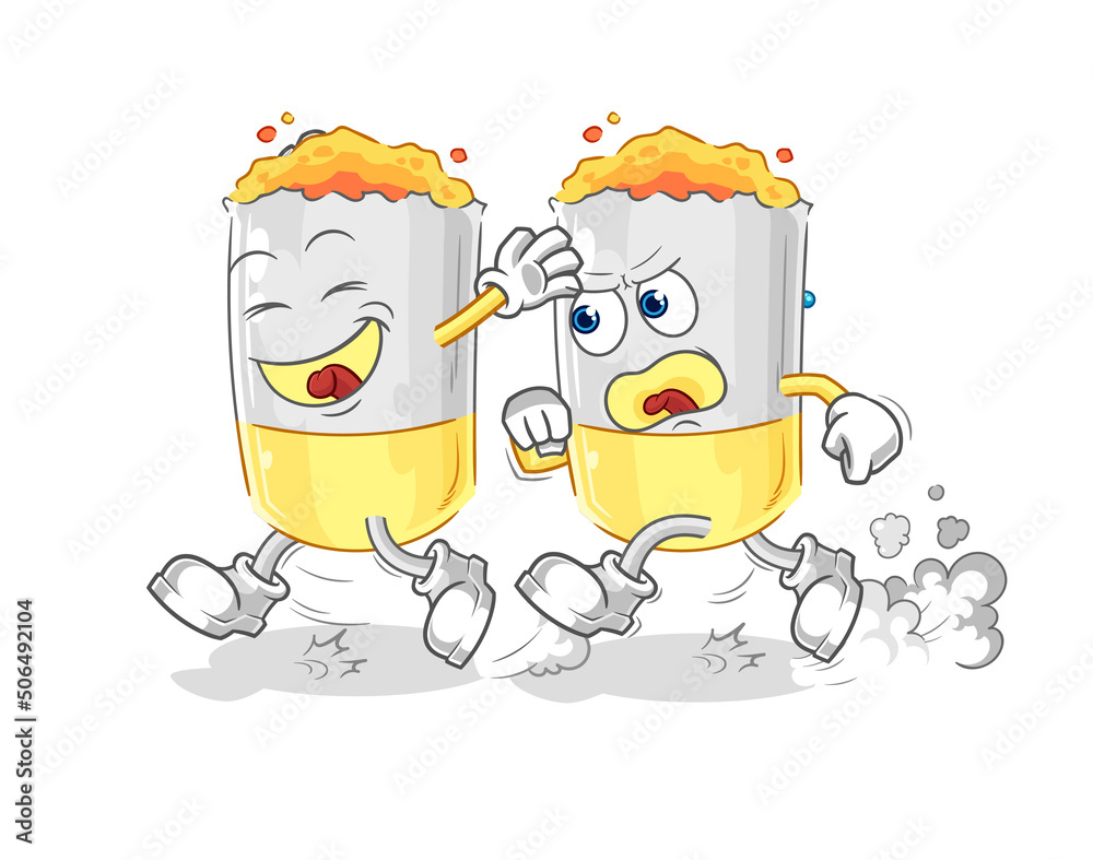 Fototapeta premium cigarette play chase cartoon. cartoon mascot vector