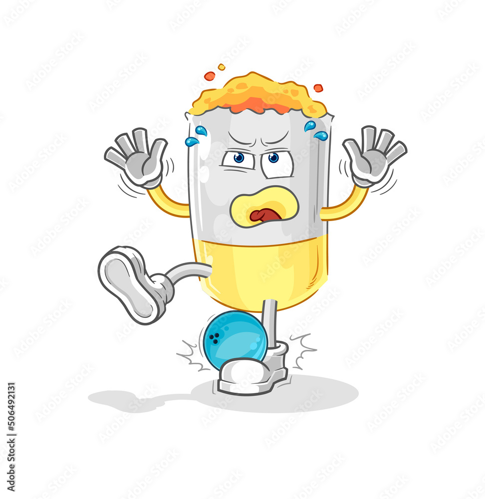 Obraz premium cigarette hiten by bowling cartoon. cartoon mascot vector