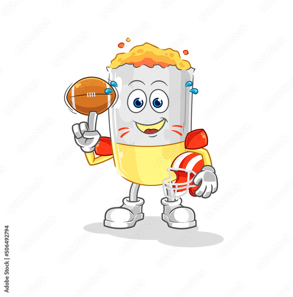 Obraz premium cigarette playing rugby character. cartoon mascot vector