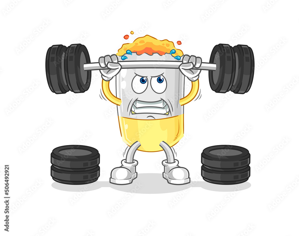 cigarette lifting the barbell character. cartoon mascot vector cigarette lifting the barbell character. cartoon mascot vector
