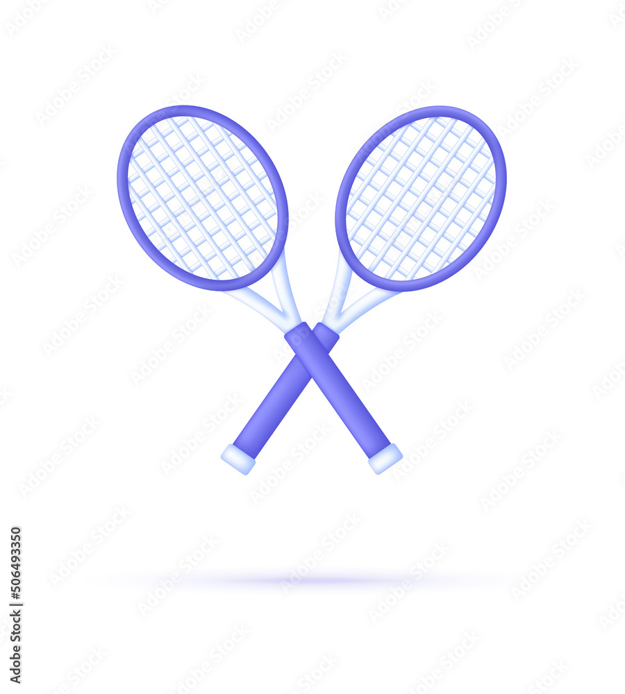 3D Tennis rackets isolated on white background. Sport concept. Can be used for many purposes. 3D Tennis rackets isolated on white background. Sport concept. Can be used for many purposes.